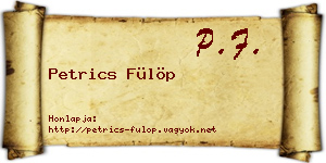 Petrics Fülöp névjegykártya